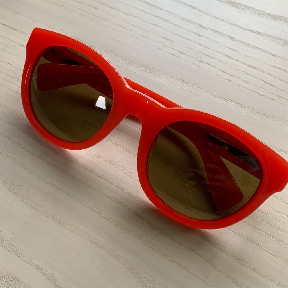 J. Crew Bright Red Round Cat-Eye Sunglasses